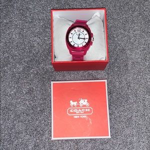 Pink silicone Coach wristwatch